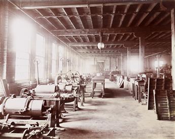 (PRINTING PRESSES--NEWSPAPERS) A company album with compelling 33 views of the Goss Printing Press Co., Chicago, Illinois.